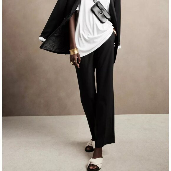 Banana Republic Logan Wool-Blend Trouser size 0P Black - Picture 1 of 4